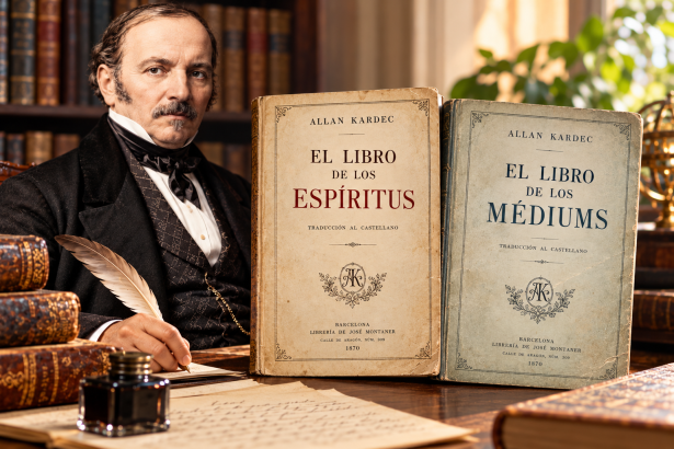 Retrato de Allan Kardec, educador francés y codificador del espiritismo moderno.