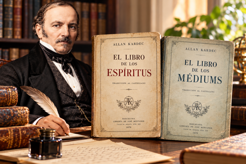 Retrato de Allan Kardec, educador francés y codificador del espiritismo moderno.